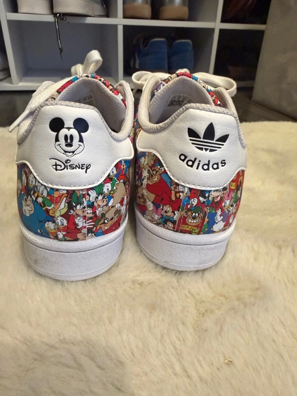 adidas Kids White Sneakers with Multicolor Cartoon Panels - Picture 5 of 7